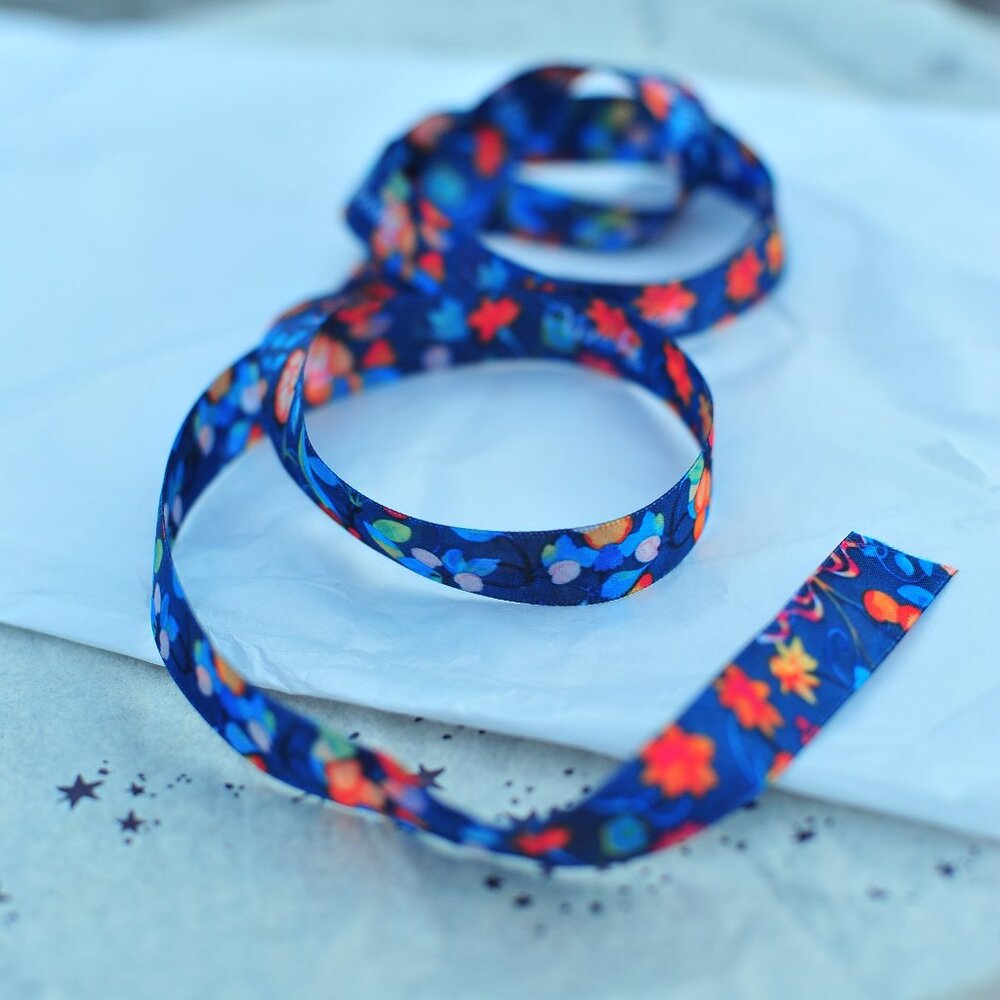 Colorful Italian Floral Satin Trim for Your Hat DIY - Picture 1 of 3